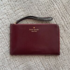 Kate Spade Burgundy Saffiano Leather Wristlet